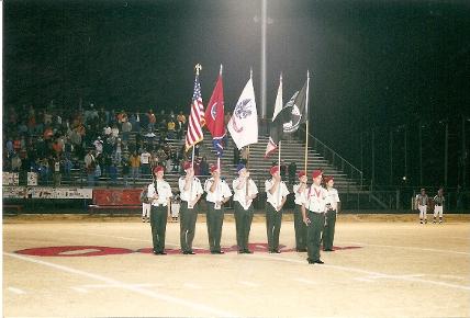 The Ooltewah High School Color Guard as pictured here provides their services to multiple organizations around the Ooltewah/Collegedale area as well as to the school where they present the colors at the friday night football game